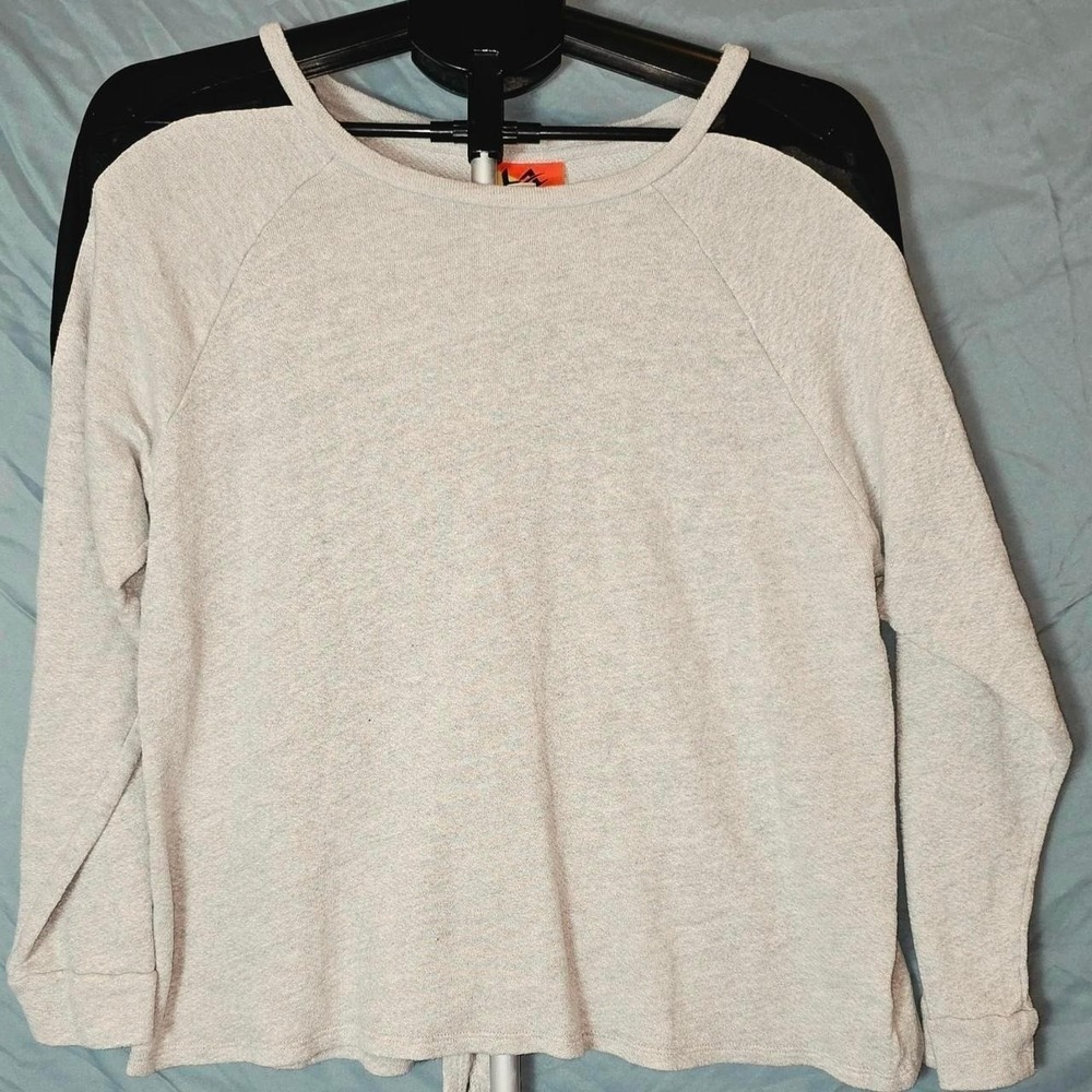 LA Gear Gray Open Back Sweatshirt Womens XL Heathered Long Sleeve Activewear